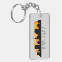 Atlanta City Skyline Map Coordinates Sleutelhanger