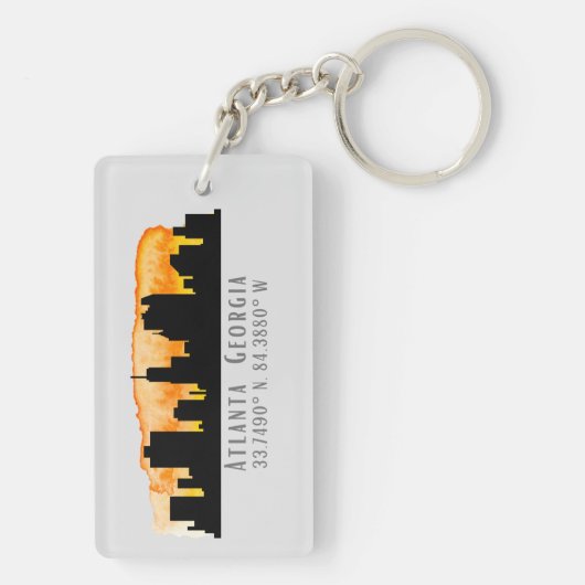 Atlanta City Skyline Map Coordinates Sleutelhanger (achterkant)