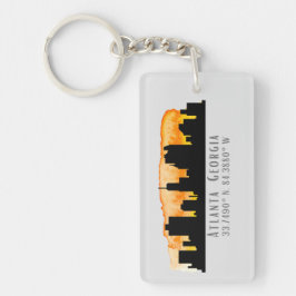Atlanta City Skyline Map Coordinates Sleutelhanger