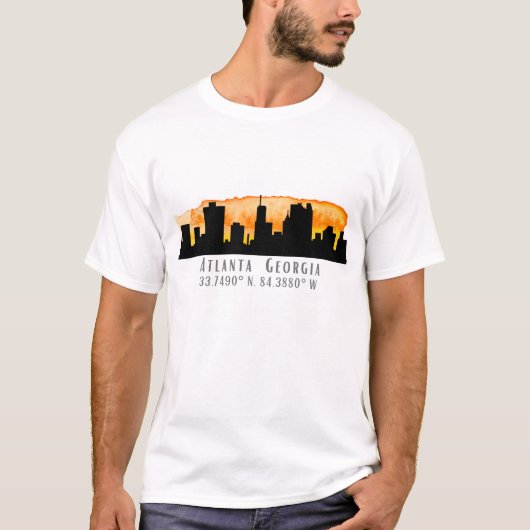 Atlanta City Skyline Map Coordinates T-shirt (Voorkant)