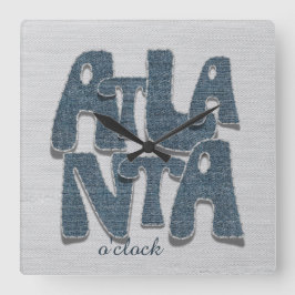 Atlanta Denim Letter Wall Clock Vierkante Klok