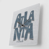 Atlanta Denim Letter Wall Clock Vierkante Klok (Hoek)
