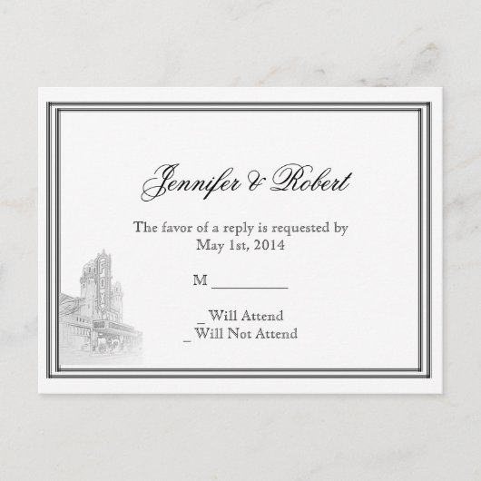 Atlanta Destination Wedding RSVP Briefkaart (Voorkant)