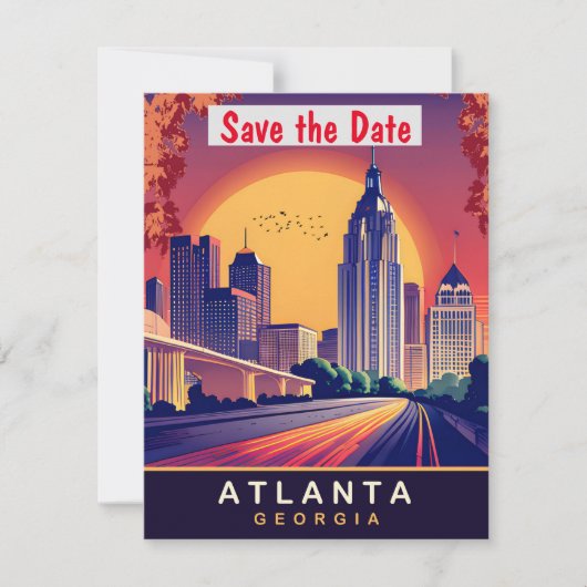 Atlanta downtown, GA, Reisbriefkaart Save The Date (Voorkant)