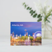 Atlanta, GA City Park Night Uitzicht Briefkaart (Staand voorkant)
