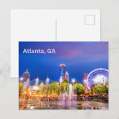 Atlanta, GA City Park Night Uitzicht Briefkaart (Voorkant / Achterkant)