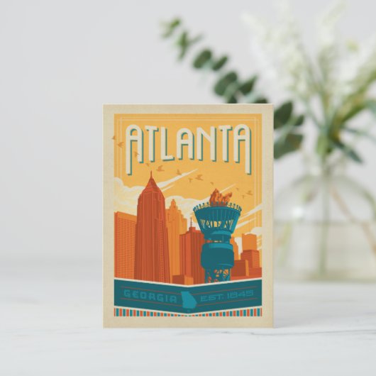 Atlanta, GA - EST. 1845 Briefkaart (Staand voorkant)
