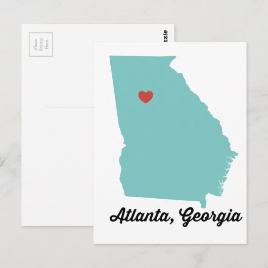 Atlanta, GA - grafisch hart Atlanta Georgia-ontwer Briefkaart (Voorkant / Achterkant)