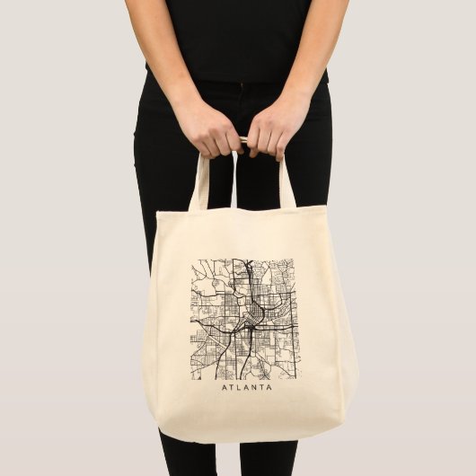 Atlanta GA Minimalist City Street Map Dark Design Tote Bag (Voorkant (product))