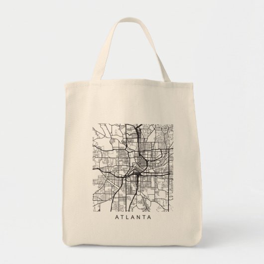 Atlanta GA Minimalist City Street Map Dark Design Tote Bag (Voorkant)