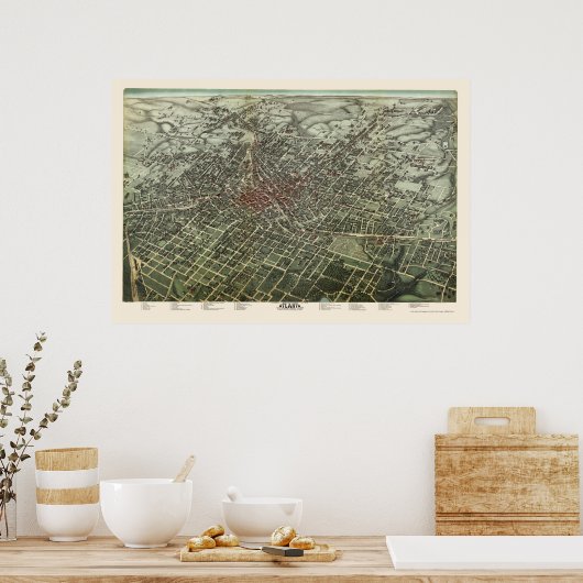 Atlanta, GA Panoramic Map - 1892 Poster (Keuken)