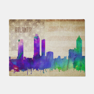 Atlanta, GA Waterverf City Skyline Deurmat