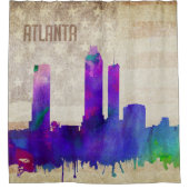 Atlanta, GA | Waterverf City Skyline Douchegordijn (Voorkant)