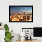 Atlanta, Georgia bij nacht - Beauful Skyline Poster (Thuiskantoor)
