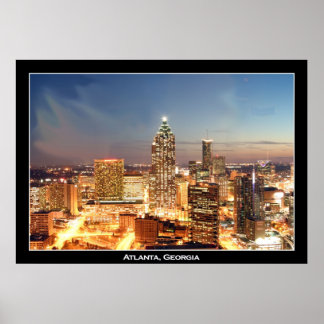 Atlanta, Georgia bij nacht - Beauful Skyline Poster