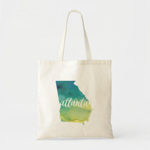 Atlanta, Georgia   blauwe en groene waterverf Tote Bag