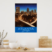Atlanta Georgia Blue en Gold Evening Poster (Keuken)