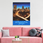 Atlanta Georgia Blue en Gold Evening Poster Canv Canvas Afdruk (Insitu (Woonkamer))
