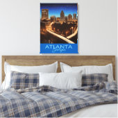 Atlanta Georgia Blue en Gold Evening Poster Canv Canvas Afdruk (Insitu (Slaapkamer))