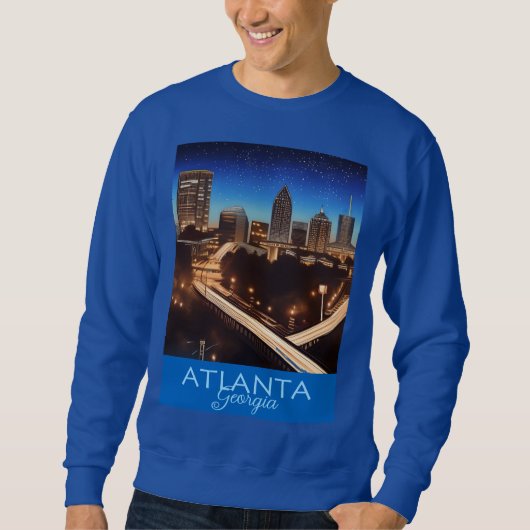 Atlanta Georgia Blue en Gold Evening Poster Trui (Voorkant)