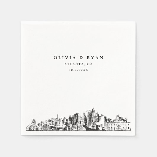Atlanta Georgia bruiloft cocktail servet (Voorkant)