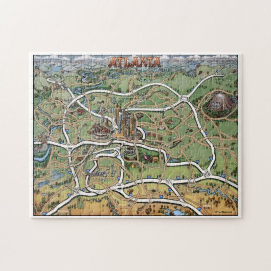 Atlanta Georgia Cartoografische Puzzel (Horizontaal)