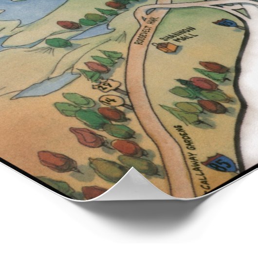 Atlanta Georgia Cartoon Map Poster (Hoek)