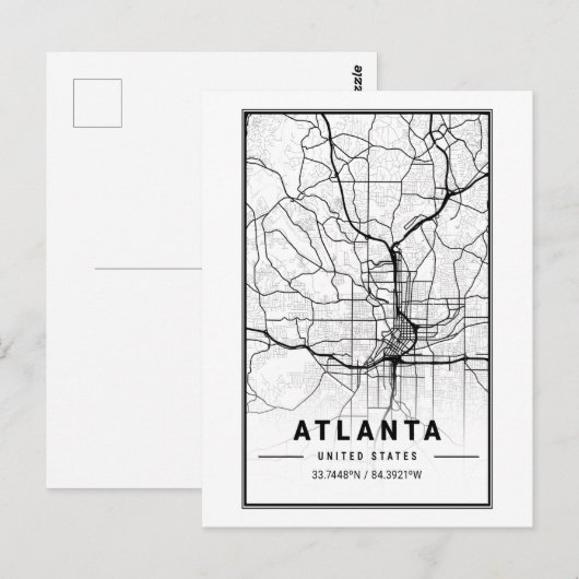 Atlanta Georgia City Map Minimalist Art Briefkaart (Voorkant / Achterkant)