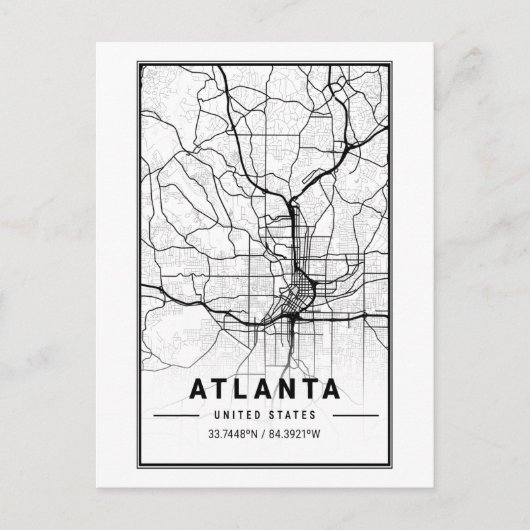 Atlanta Georgia City Map Minimalist Art Briefkaart (Voorkant)