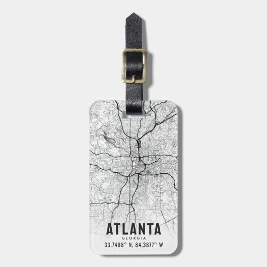 Atlanta, Georgia City Map Topography Bagagelabel (Voorkant verticaal)