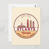 Atlanta Georgia City Skyline Emblem Briefkaart (Voorkant / Achterkant)