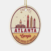 Atlanta Georgia City Skyline Emblem Keramisch Ornament (Rechts)