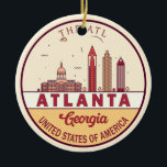 Atlanta Georgia City Skyline Emblem Keramisch Ornament<br><div class="desc">Atlanta minimalistisch,  kleurrijk kunstontwerp met monumenten en bezienswaardigheden van de stad in Georgia.</div>
