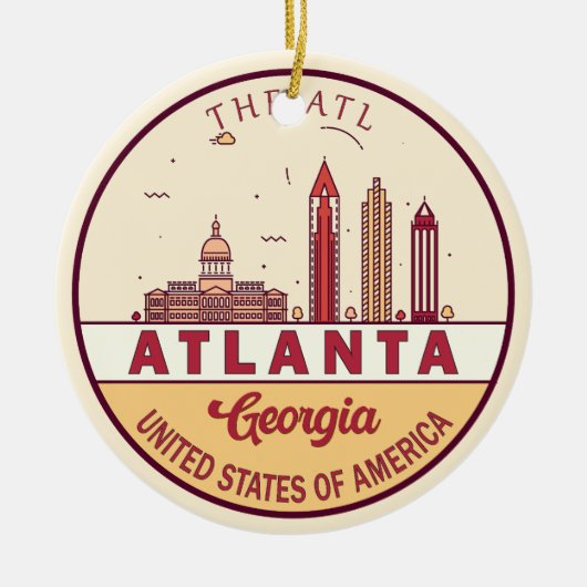 Atlanta Georgia City Skyline Emblem Keramisch Ornament (Voorkant)