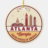 Atlanta Georgia City Skyline Emblem Keramisch Ornament (Achterkant)