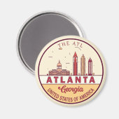 Atlanta Georgia City Skyline Emblem Magneet (Voorkant / Achterkant)