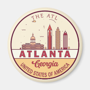 Atlanta Georgia City Skyline Emblem Magneet