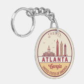 Atlanta Georgia City Skyline Emblem Sleutelhanger (Voorkant Links)