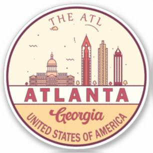 Atlanta Georgia City Skyline Emblem Sticker