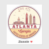 Atlanta Georgia City Skyline Emblem Sticker (Vel)