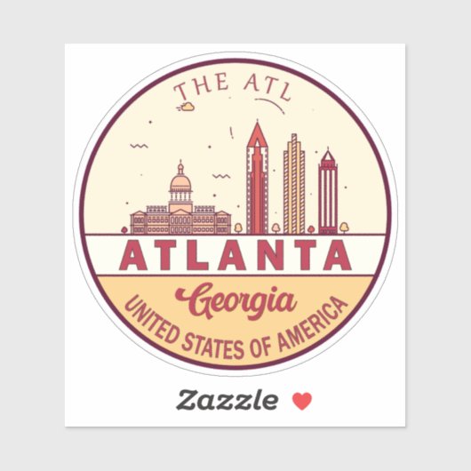 Atlanta Georgia City Skyline Emblem Sticker (Vel)