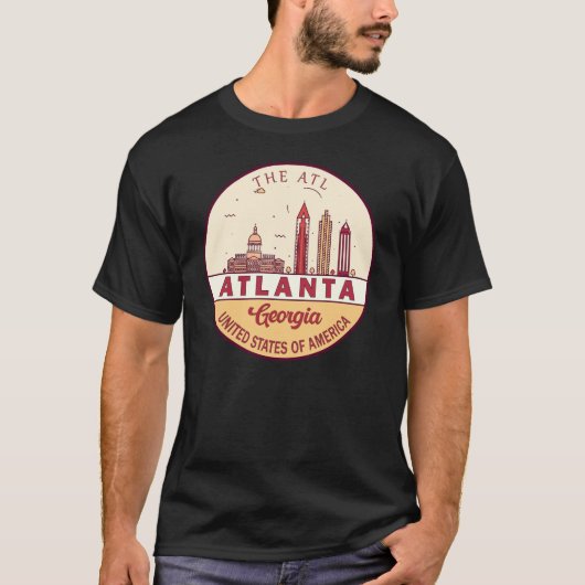 Atlanta Georgia City Skyline Emblem T-shirt (Voorkant)