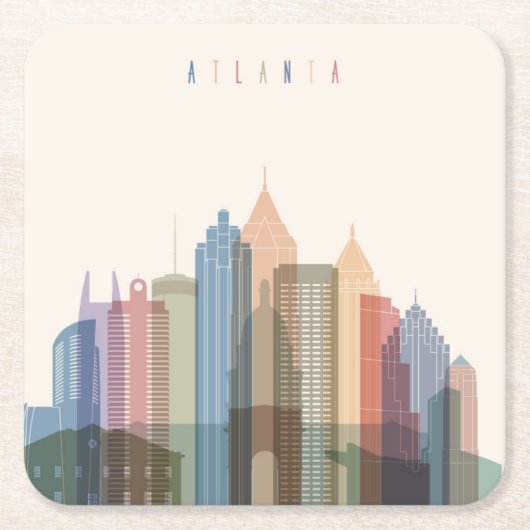 Atlanta, Georgia | City Skyline Kartonnen Onderzetters (Voorkant)