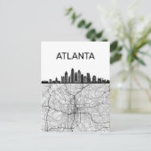Atlanta Georgia City Skyline met kaart (Staand voorkant)