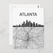 Atlanta Georgia City Skyline met kaart (Voorkant / Achterkant)