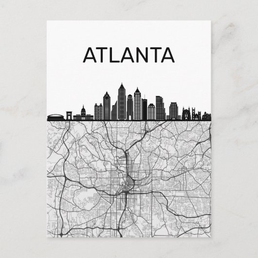 Atlanta Georgia City Skyline met kaart (Voorkant)
