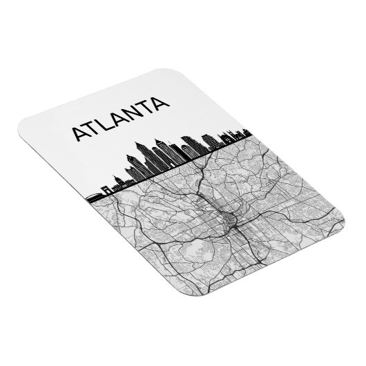 Atlanta Georgia City Skyline met kaart Magneet (Rechterzijde)