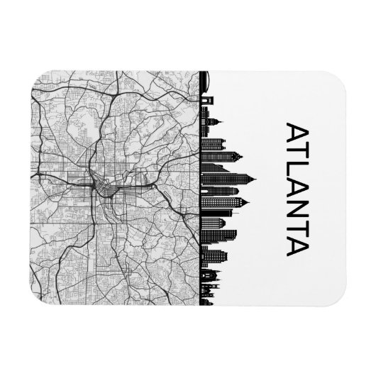 Atlanta Georgia City Skyline met kaart Magneet (Horizontaal)