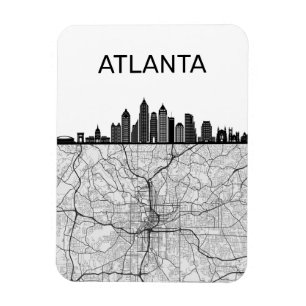 Atlanta Georgia City Skyline met kaart Magneet