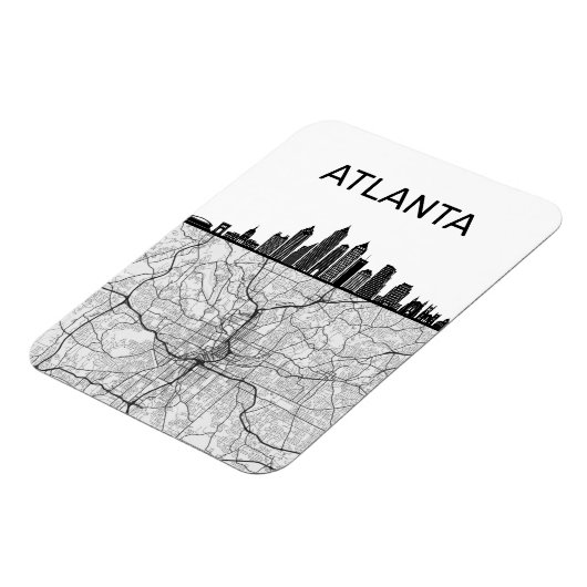 Atlanta Georgia City Skyline met kaart Magneet (Linkerzijde)